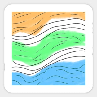 Blue green orange watercolor art Sticker